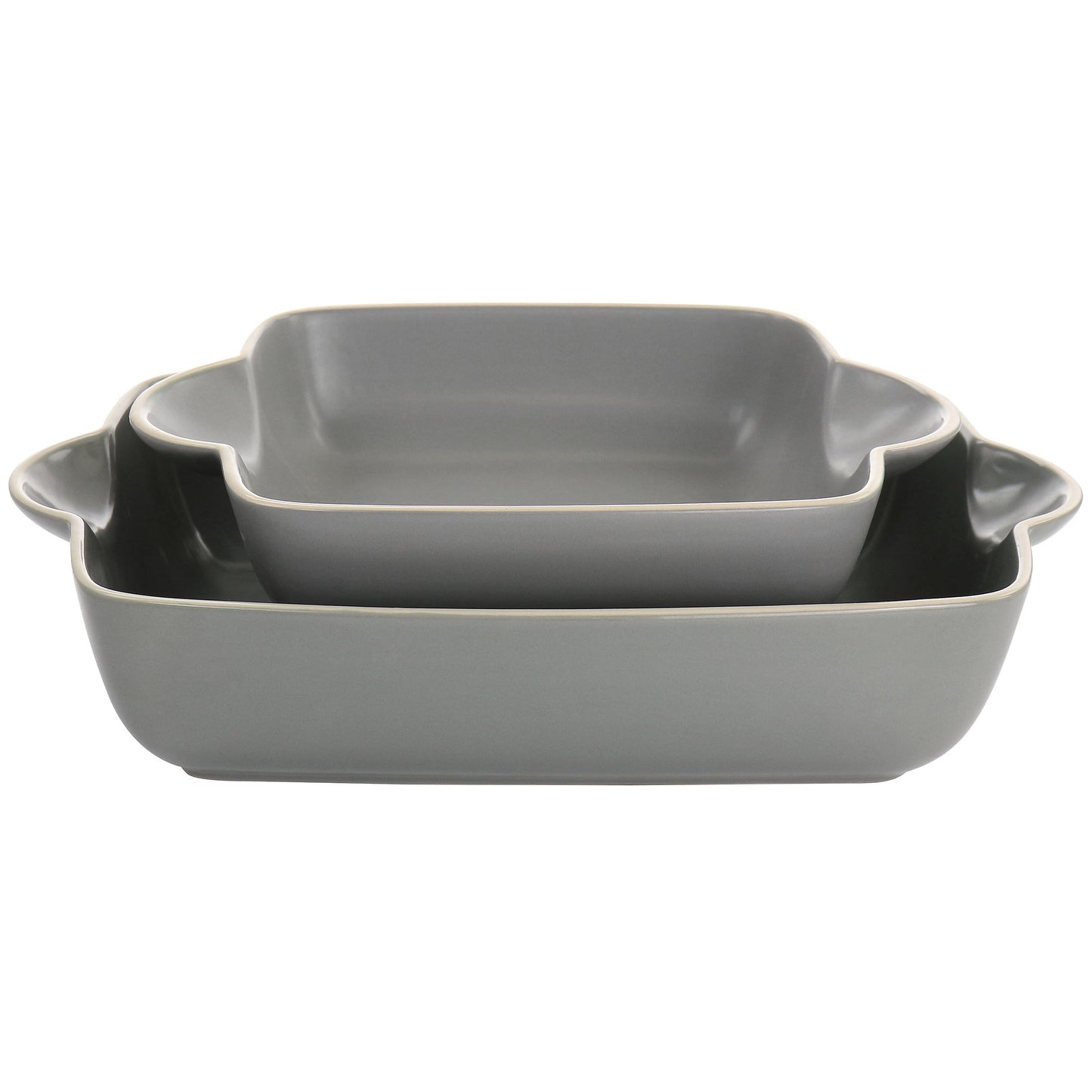 Gibson Home Rockaway 2 Piece Stoneware Nesting Bakeware Set in Gray