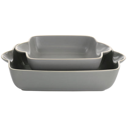 Gibson Home Rockaway 2 Piece Stoneware Nesting Bakeware Set in Gray