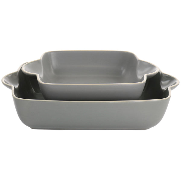 Gibson Home Rockaway 2 Piece Stoneware Nesting Bakeware Set in Gray