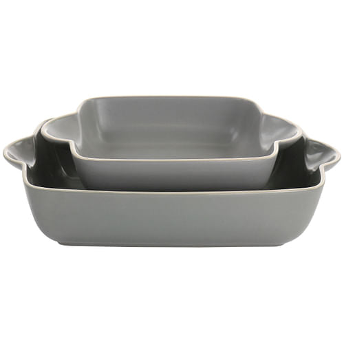 Gibson Home Rockaway 2 Piece Stoneware Nesting Bakeware Set in Gray