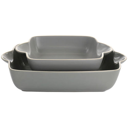 Gibson Home Rockaway 2 Piece Stoneware Nesting Bakeware Set in Gray