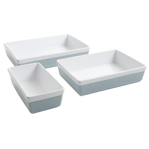 Martha Stewart Dual-Tone 3 Piece Stoneware Rectangle Bakeware Set in