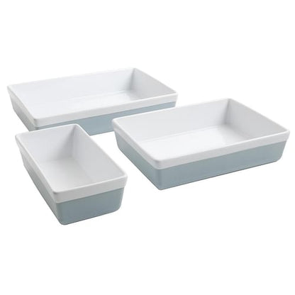 Martha Stewart Dual-Tone 3 Piece Stoneware Rectangle Bakeware Set in