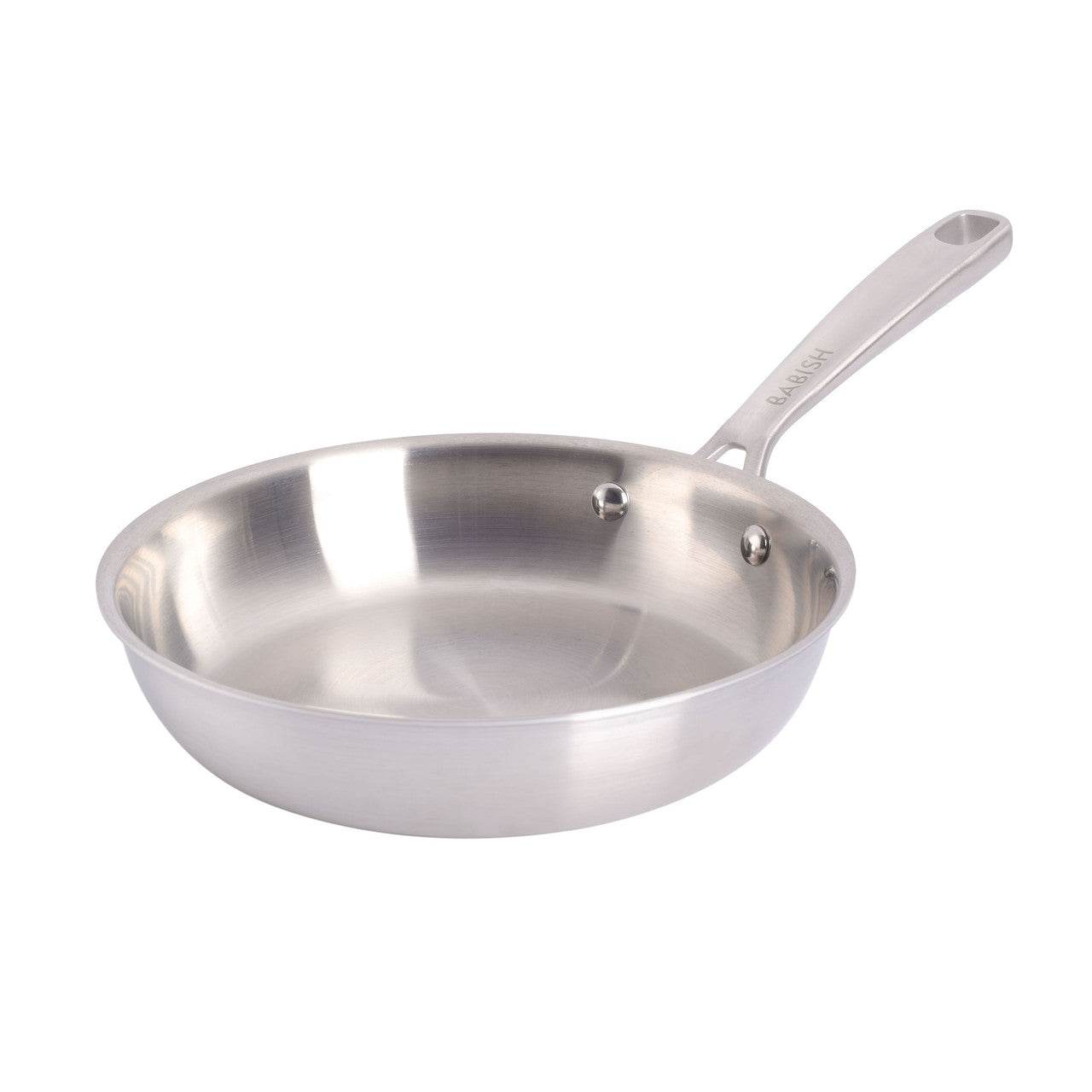 Babish 8 Inch Stainless Steel Tri-Ply Double Riveted Fry Pan in Silver - Loft&Timber