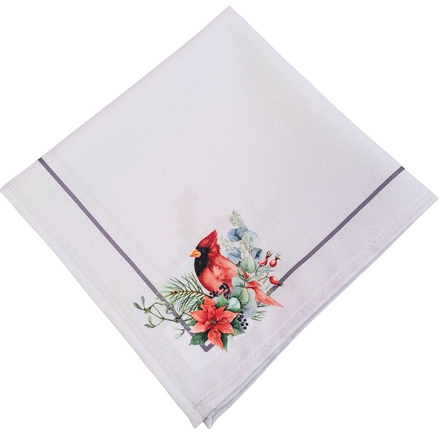 Charlo's Cloth Napkins Set of 4 Royal Bird and Christmas Grey 16" by 16" - Loft&Timber