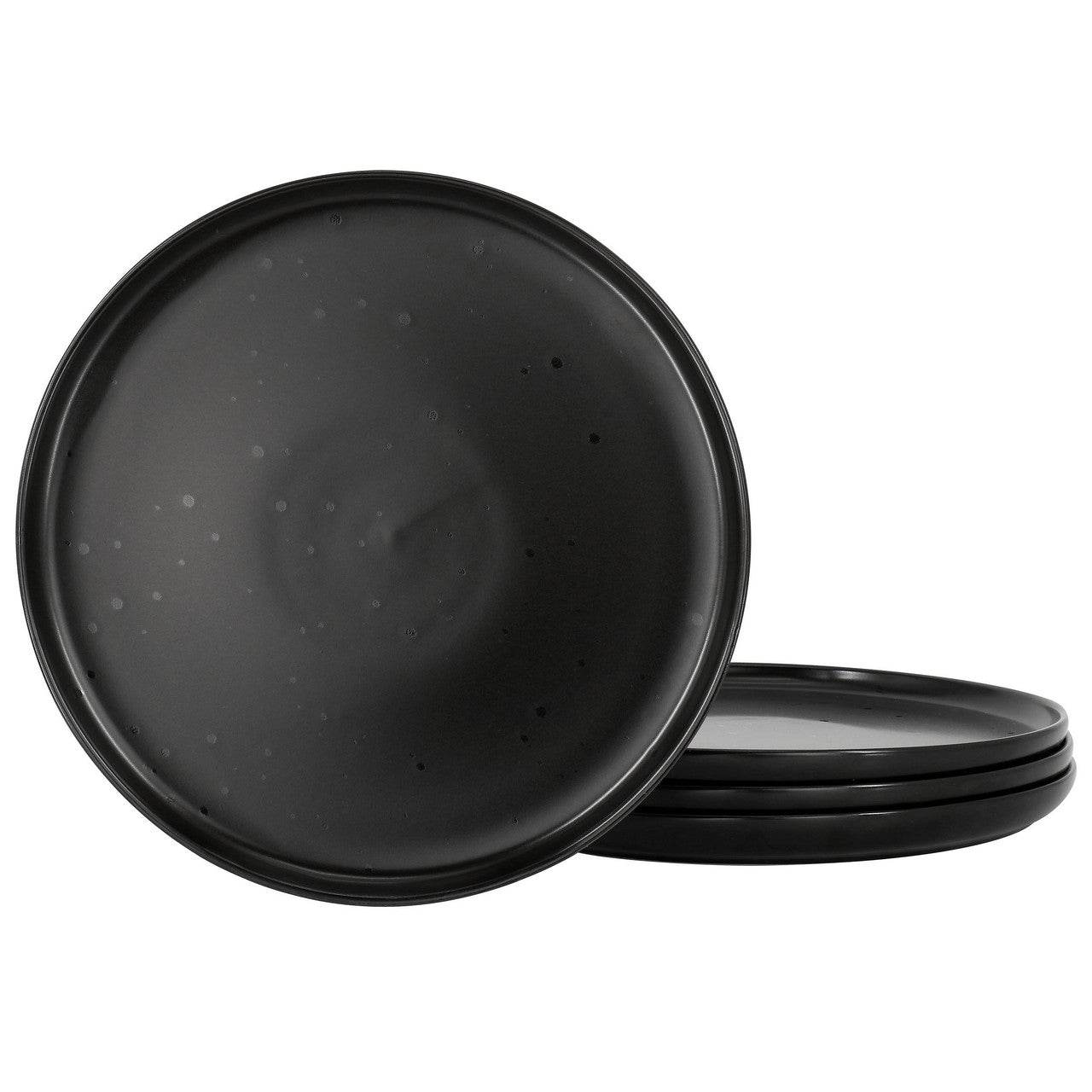 Our Table Landon 4 Piece 8.4 Inch Round Stoneware Salad Plate Set in Pepper - Loft&Timber