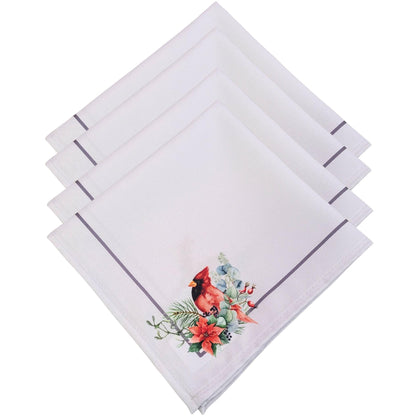 Charlo's Cloth Napkins Set of 4 Royal Bird and Christmas Grey 16" by 16" - Loft&Timber