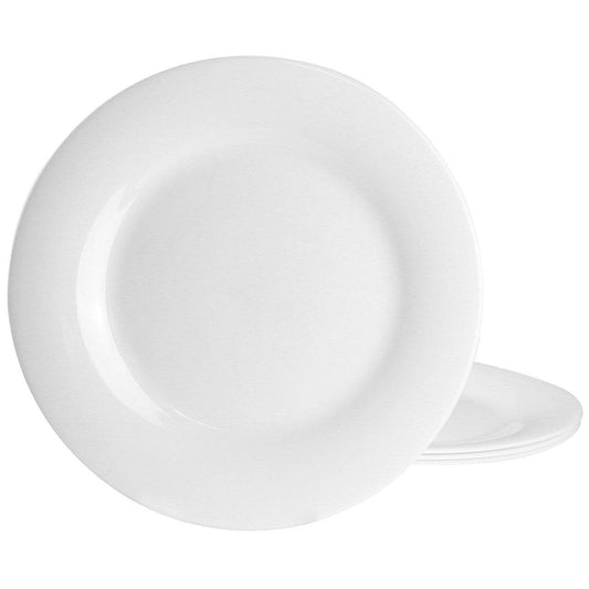 Gibson Ultra Farthington 4 Piece Tempered Opal Glass Dinner Plate Set in White - Loft&Timber