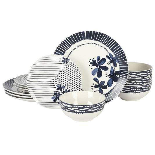 Gibson Home Eliza 12 Piece Ceramic Dinnerware Set - Loft&Timber