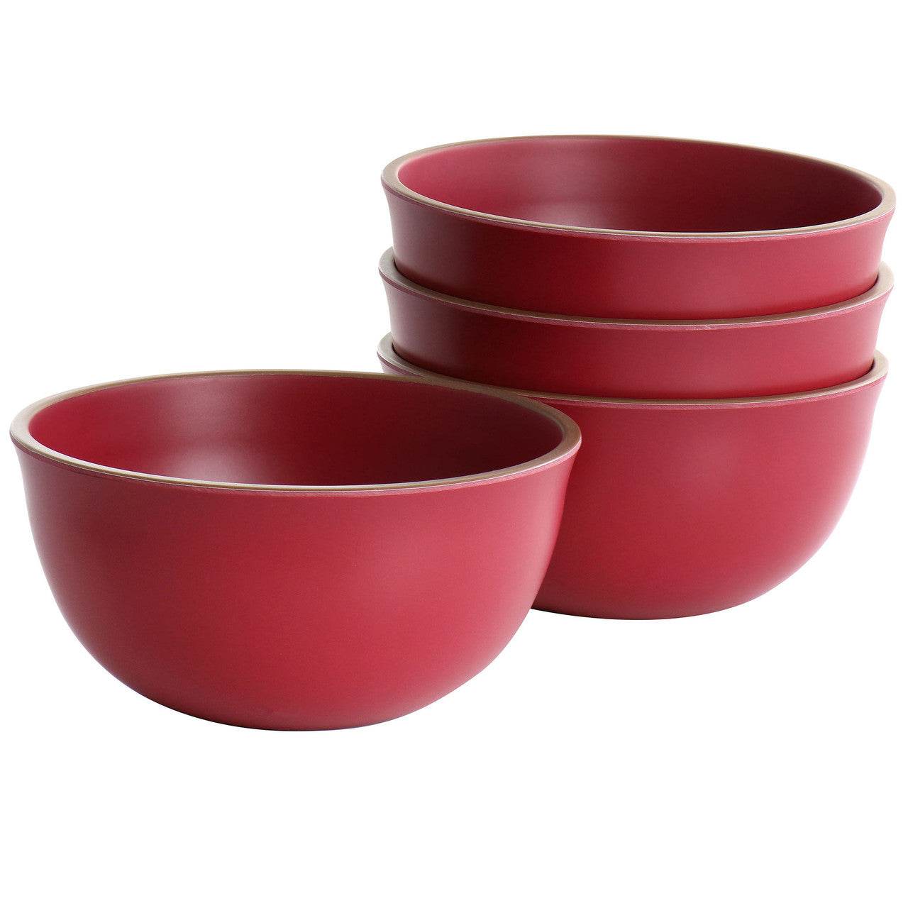 Gibson Home Rockabye 4 Piece Melamine Cereal Bowl Set in Dark Pink - Loft&Timber