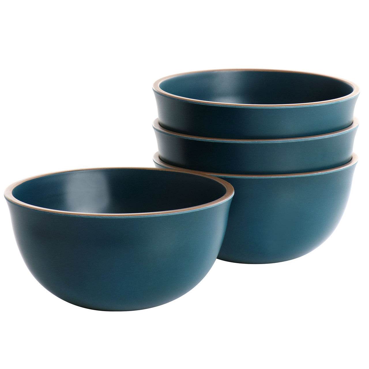 Gibson Home Rockabye 4 Piece Melamine Cereal Bowl Set in Dark Teal - Loft&Timber