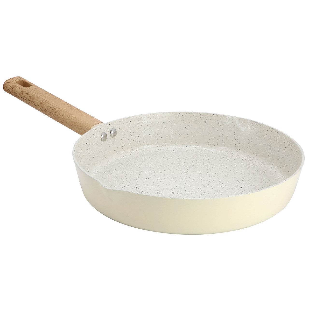 Gibson Home Marbleton Ceramic Nonstick Alumium 9.5 Inch Frying Pan in Cream - Loft&Timber