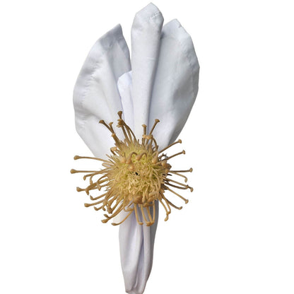 Set of 4 Beige Rustic Savanna Flower Napkin Rings - Loft&Timber