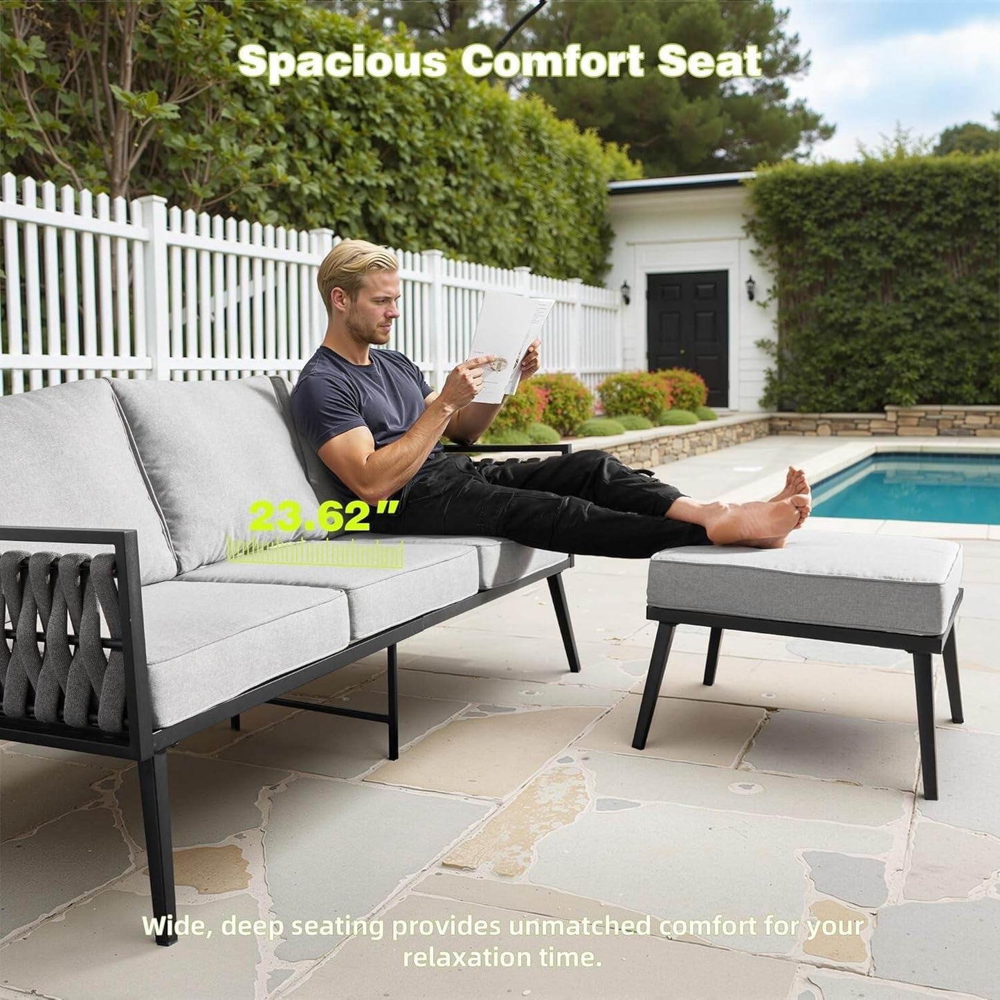 Outdoor Patio Furniture Set with Swivel Chair and Table - Loft&Timber