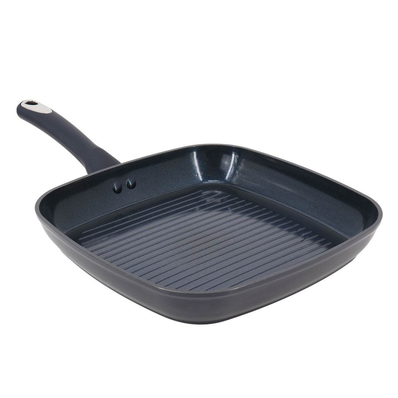 Oster Hawke 11 Inch Square Ceramic Nonstick Aluminum Grill Pan in Dark Blue - Loft&Timber