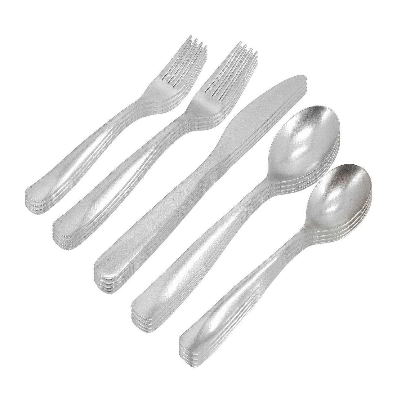 Gibson Home Hulton 20 Piece Stainless Steel Flatware Set in Silver - Loft&Timber