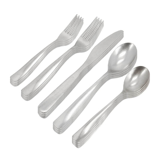 Gibson Home Hulton 20 Piece Stainless Steel Flatware Set in Silver - Loft&Timber