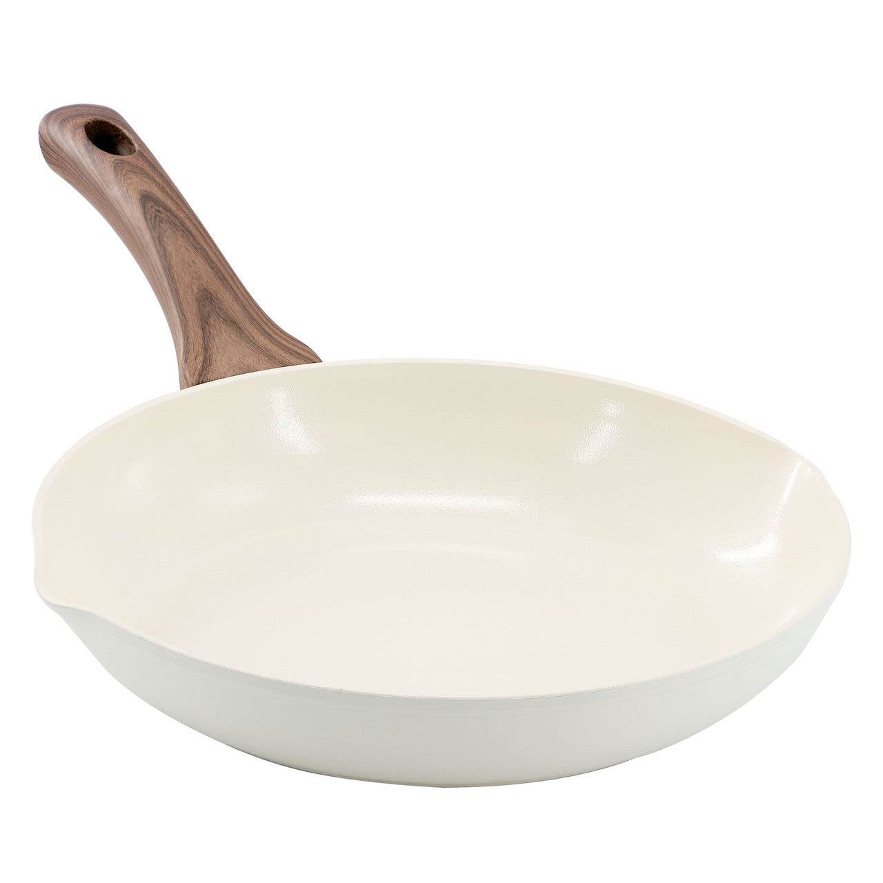 Oster Amberg Choice 12 Inch Ceramic Nonstick Forged Aluminum Frying Pan in Off-White - Loft&Timber