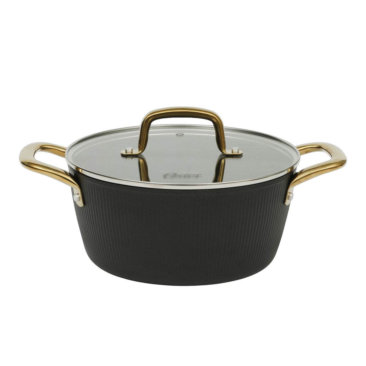 Oster Abbottsford 4.4 Quart Nonstick Aluminum Dutch Oven with Glass Lid in Black - Loft&Timber