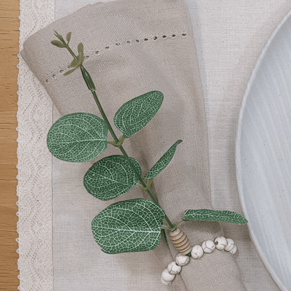 Charlo's Set of 12 Green Leaf Eucalyptus Napkin Rings, Rustic Napkin Ring, Minimalist Tabledecor-3