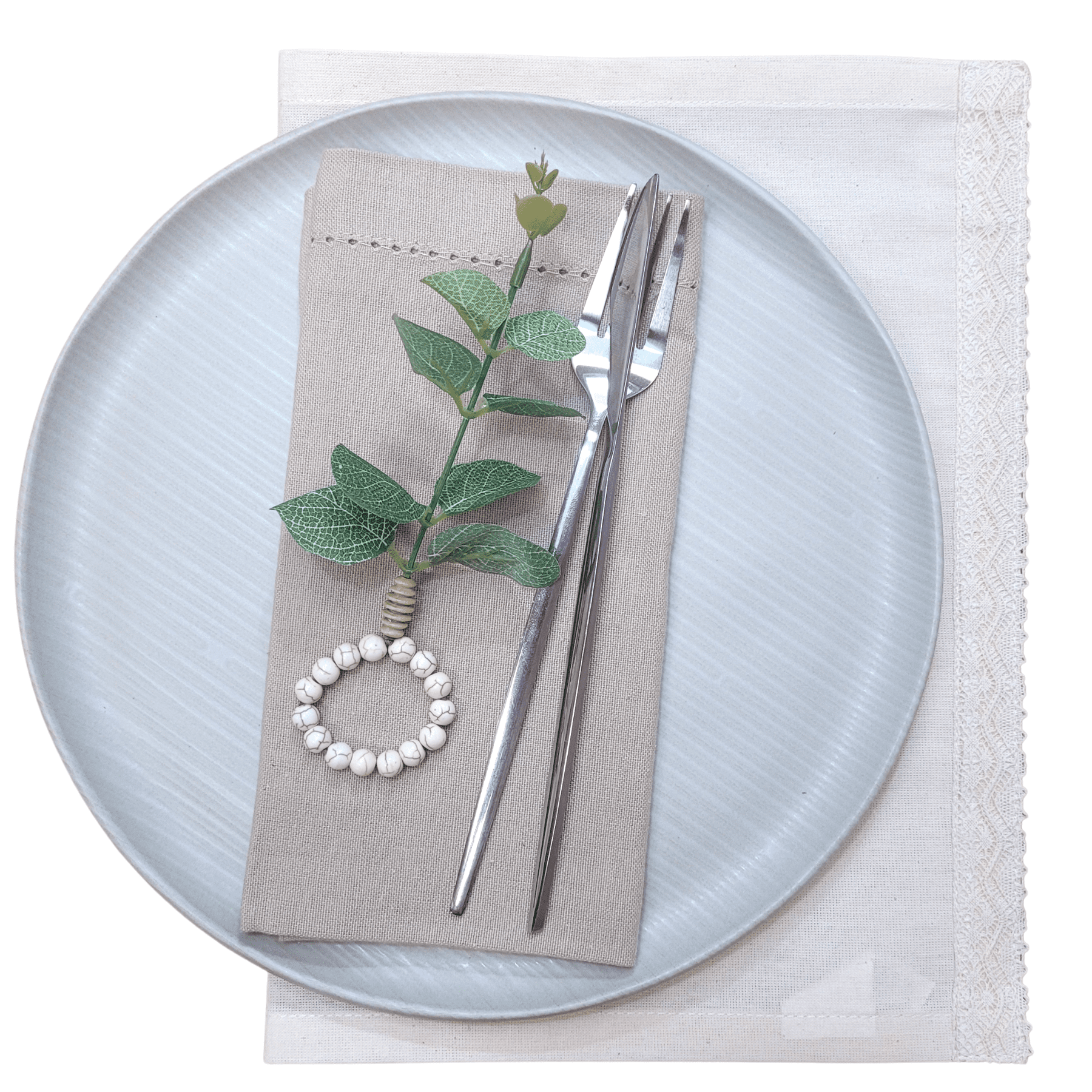 Charlo's Set of 12 Green Leaf Eucalyptus Napkin Rings, Rustic Napkin Ring, Minimalist Tabledecor-1