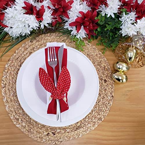 Maison Charlo | Set of 4 Bunny Ears Napkin Rings | Easter Decorations for Table (Polka dot Red) - Loft&Timber