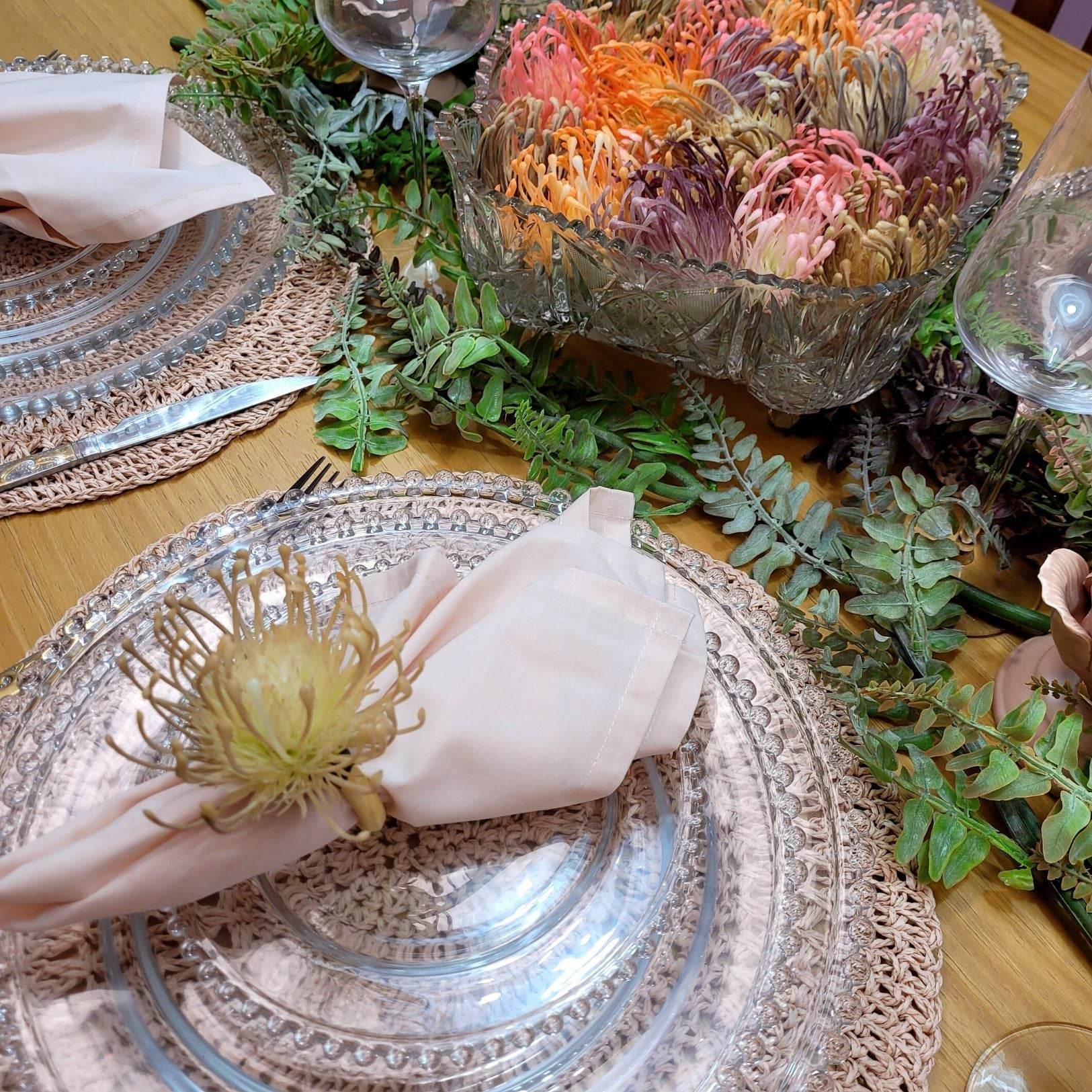 Set of 4 Beige Rustic Savanna Flower Napkin Rings - Loft&Timber