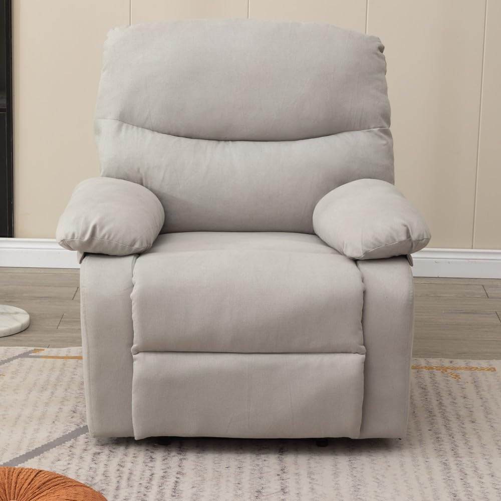 Recliner Armchair with Reclining Function, Light Gray Linen Fabric - Loft&Timber