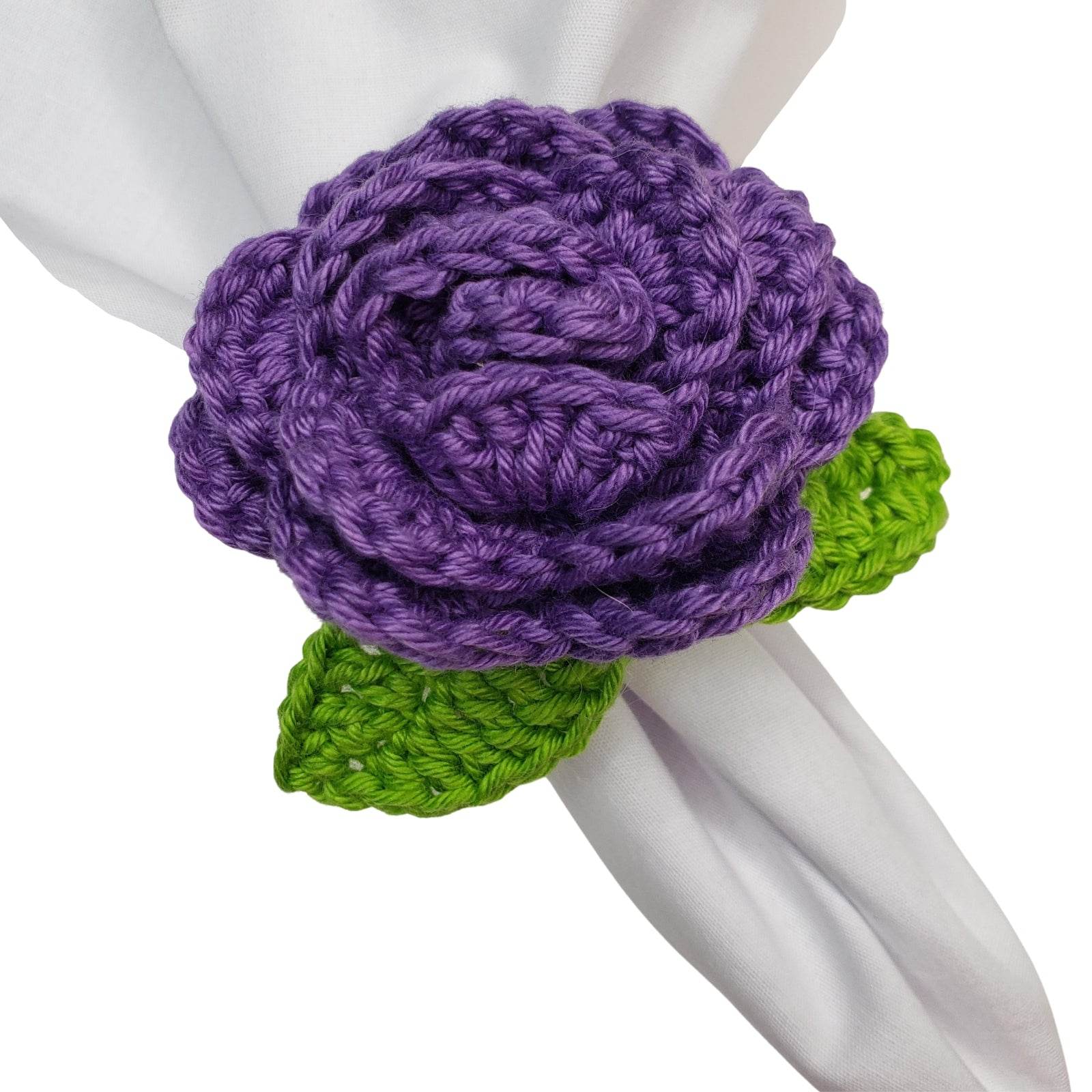 Charlo's Set of 4 Purple Crochet Rosebud Napkin Rings, High Quality Products, handmade, gifts - Loft&Timber