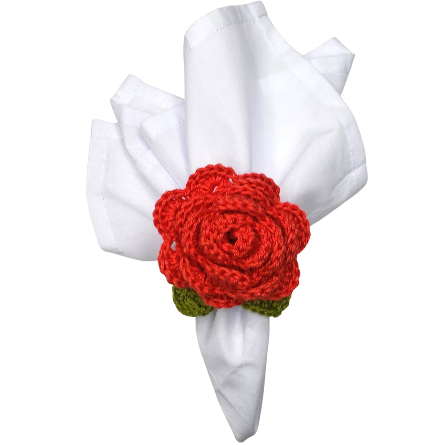 Charlo's Set of 4 Red Crochet Rosebud Napkin Rings, High Quality Products, gifts, - Loft&Timber