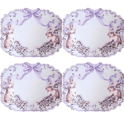 Set 4 Placemats Waterproof Lace Lilac Easter Bunny Gardens Non Slip Easy to Clean placemat, Reusable Placemats, Dining Table, TableSetting - Loft&Timber