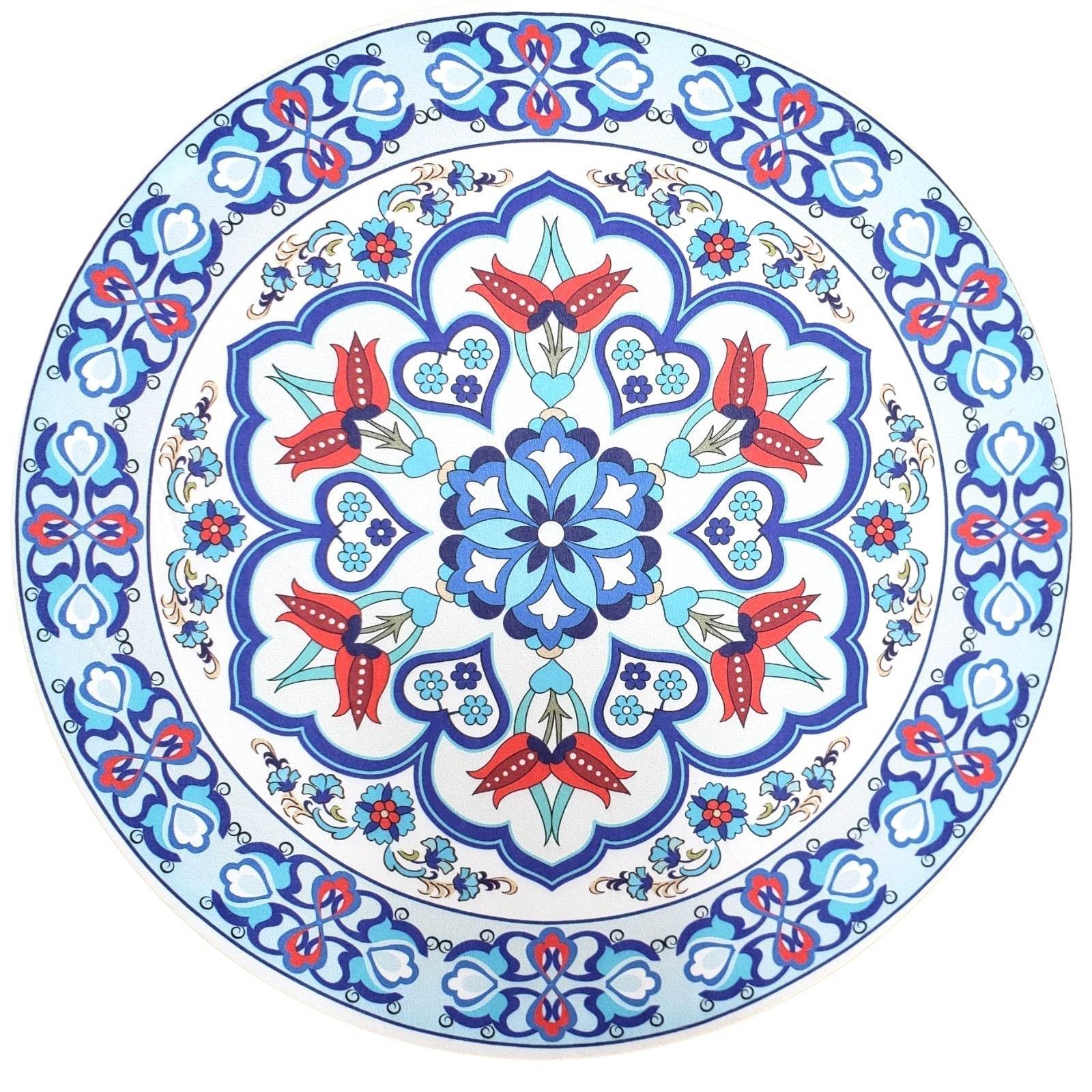 Set of 4 Round Placemats Covers Blue Beautiful Mandala 14 Dia inch - Loft&Timber