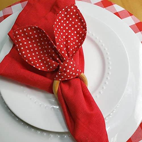 Maison Charlo | Set of 4 Bunny Ears Napkin Rings | Easter Decorations for Table (Polka dot Red) - Loft&Timber