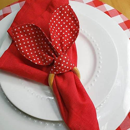 Maison Charlo | Set of 4 Bunny Ears Napkin Rings | Easter Decorations for Table (Polka dot Red) - Loft&Timber