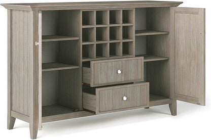 Rustic Gray Pine Wood Sideboard Buffet with Wine Storage - Loft&Timber