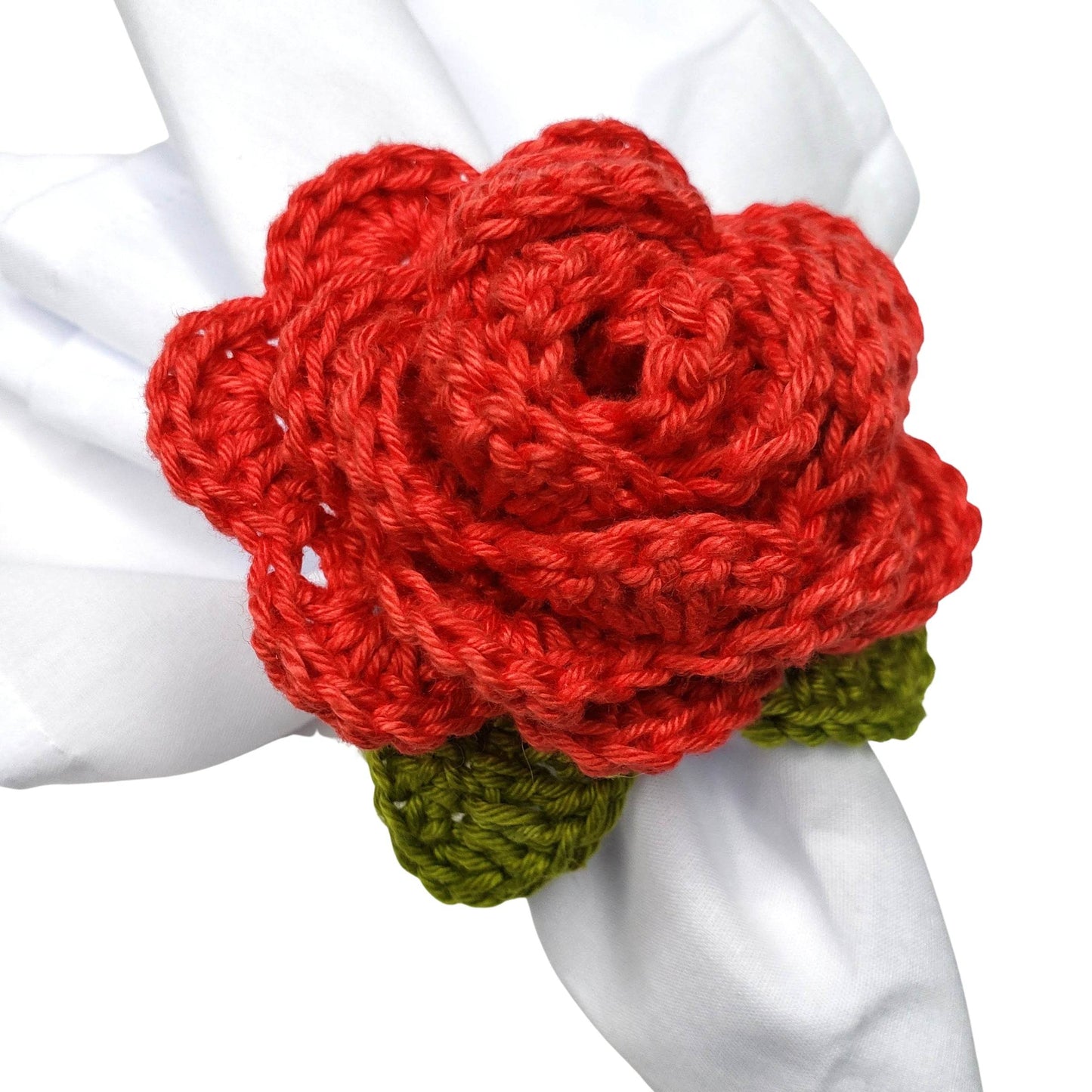 Charlo's Set of 4 Red Crochet Rosebud Napkin Rings, High Quality Products, gifts, - Loft&Timber