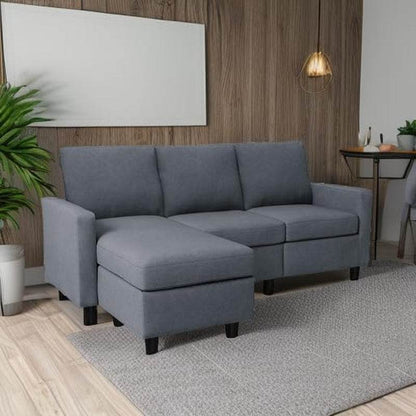 Dark Grey Convertible L-Shaped Sectional Sofa, Chaise - Loft&Timber