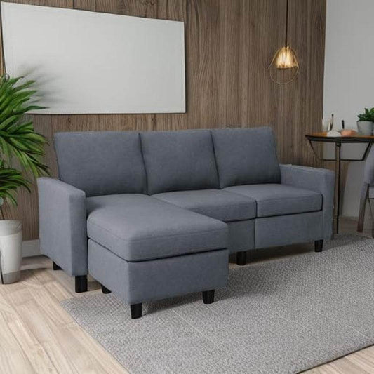 Dark Grey Convertible L-Shaped Sectional Sofa, Chaise - Loft&Timber