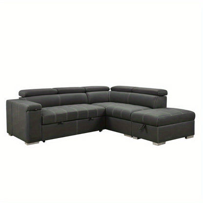 99.5" Modern 2 in 1 Convertible Sofa Bed with Pull-Out Bed and Chaise - Loft&Timber