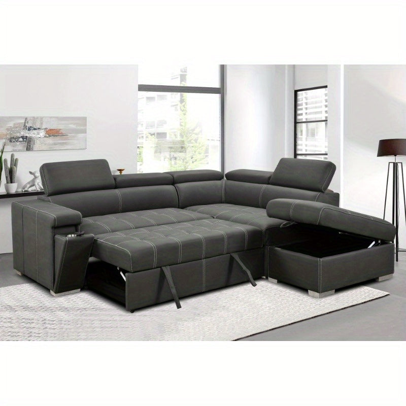 99.5" Modern 2 in 1 Convertible Sofa Bed with Pull-Out Bed and Chaise - Loft&Timber