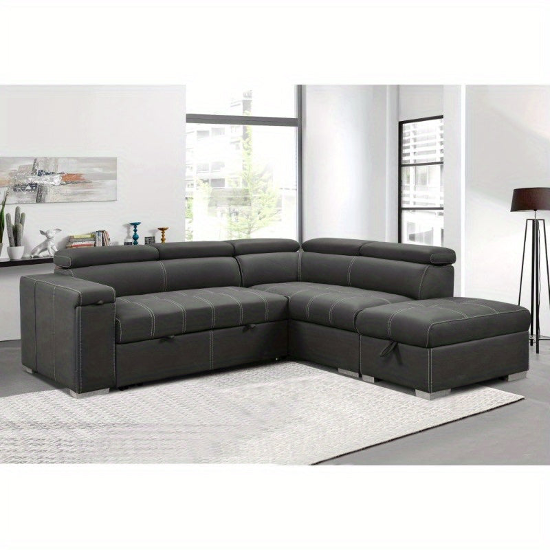 99.5" Modern 2 in 1 Convertible Sofa Bed with Pull-Out Bed and Chaise - Loft&Timber