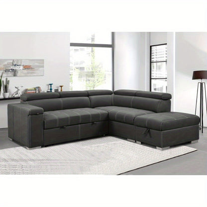99.5" Modern 2 in 1 Convertible Sofa Bed with Pull-Out Bed and Chaise - Loft&Timber