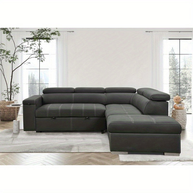 99.5" Modern 2 in 1 Convertible Sofa Bed with Pull-Out Bed and Chaise - Loft&Timber