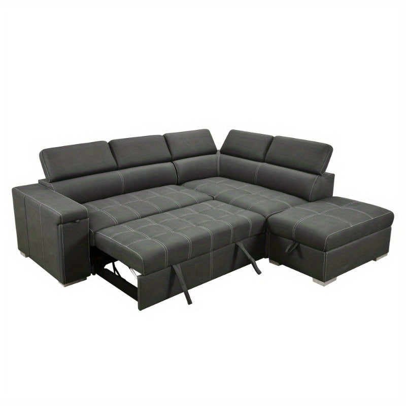 99.5" Modern 2 in 1 Convertible Sofa Bed with Pull-Out Bed and Chaise - Loft&Timber