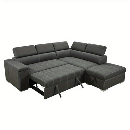99.5" Modern 2 in 1 Convertible Sofa Bed with Pull-Out Bed and Chaise - Loft&Timber