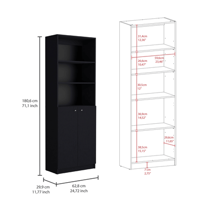 Home 2-Door Bookcase With Open Shelves-3