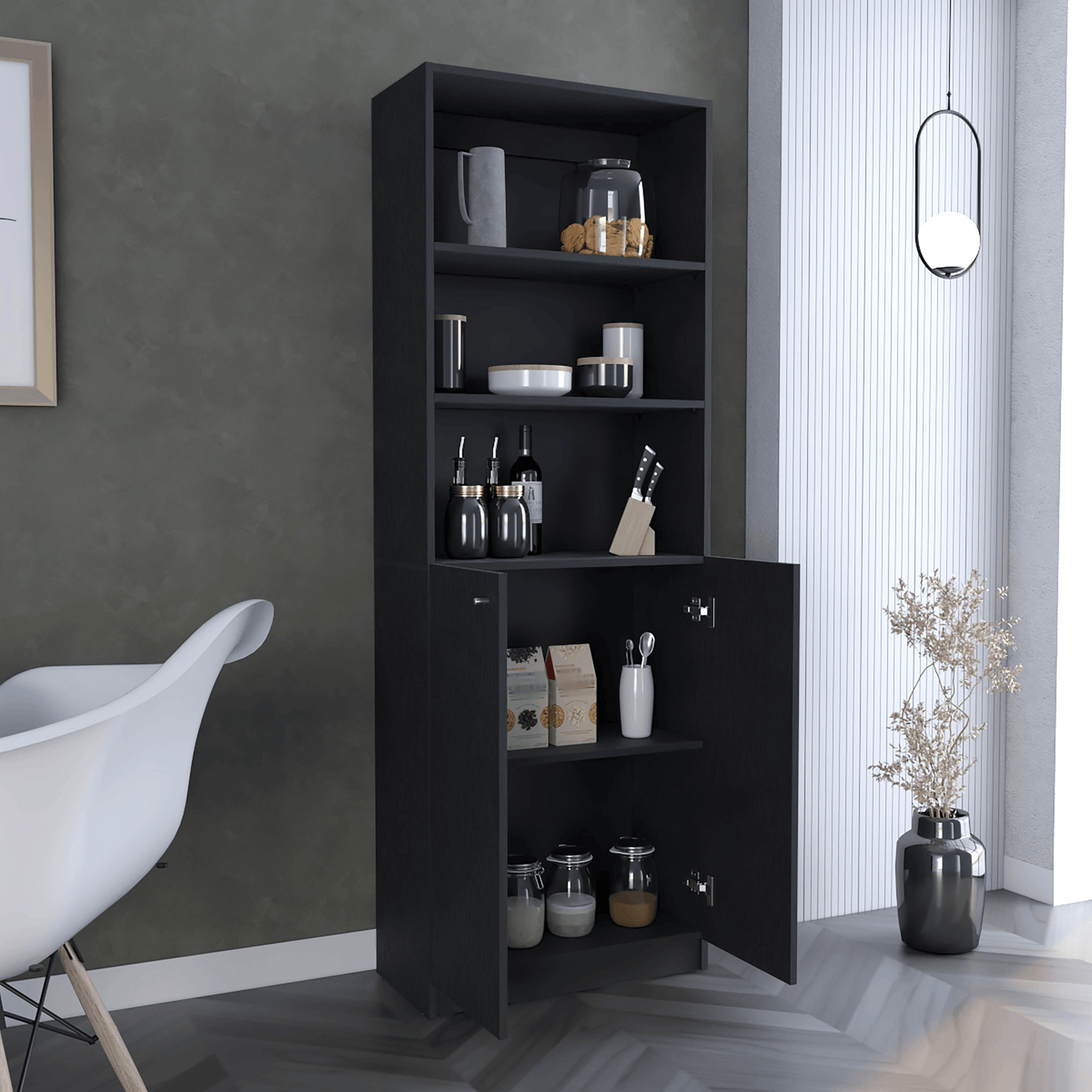 Home 2-Door Bookcase With Open Shelves-4