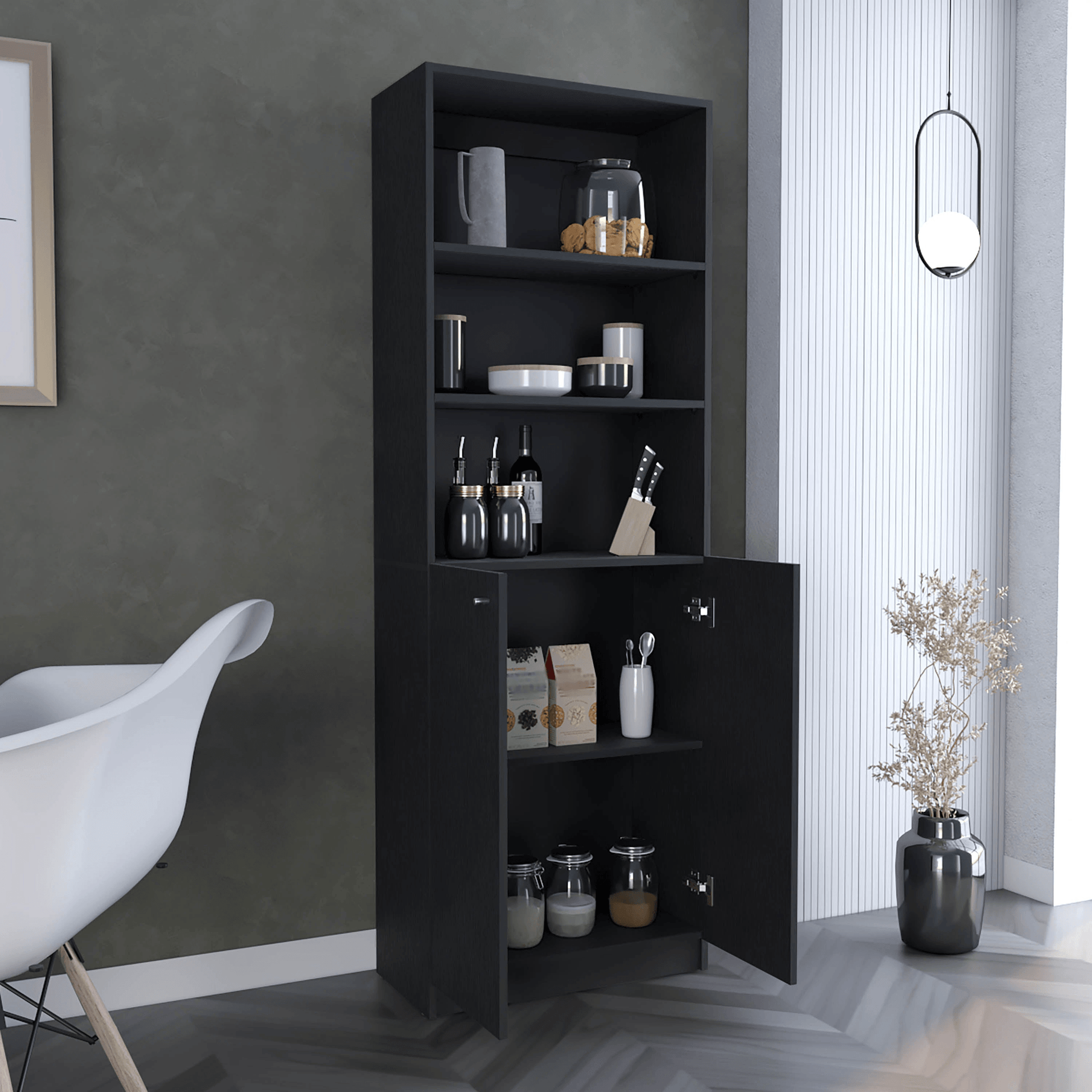 Home 2-Door Bookcase With Open Shelves-4