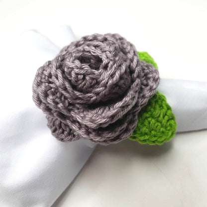 Charlo's Set of 4 Grey Crochet Rosebud Napkin Rings, High Quality Products, handmade, gifts, - Loft&Timber