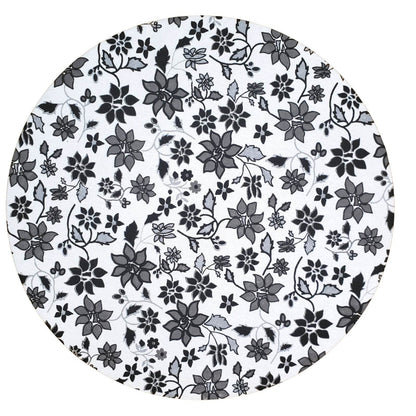 Charlo's Set of 4 Round Placemats Covers 14 Dia inch Floral Black - Loft&Timber